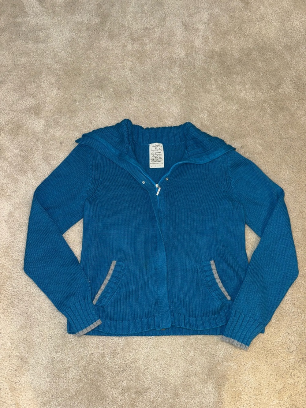 Y2K Blue Zip-Up Women's Sweater